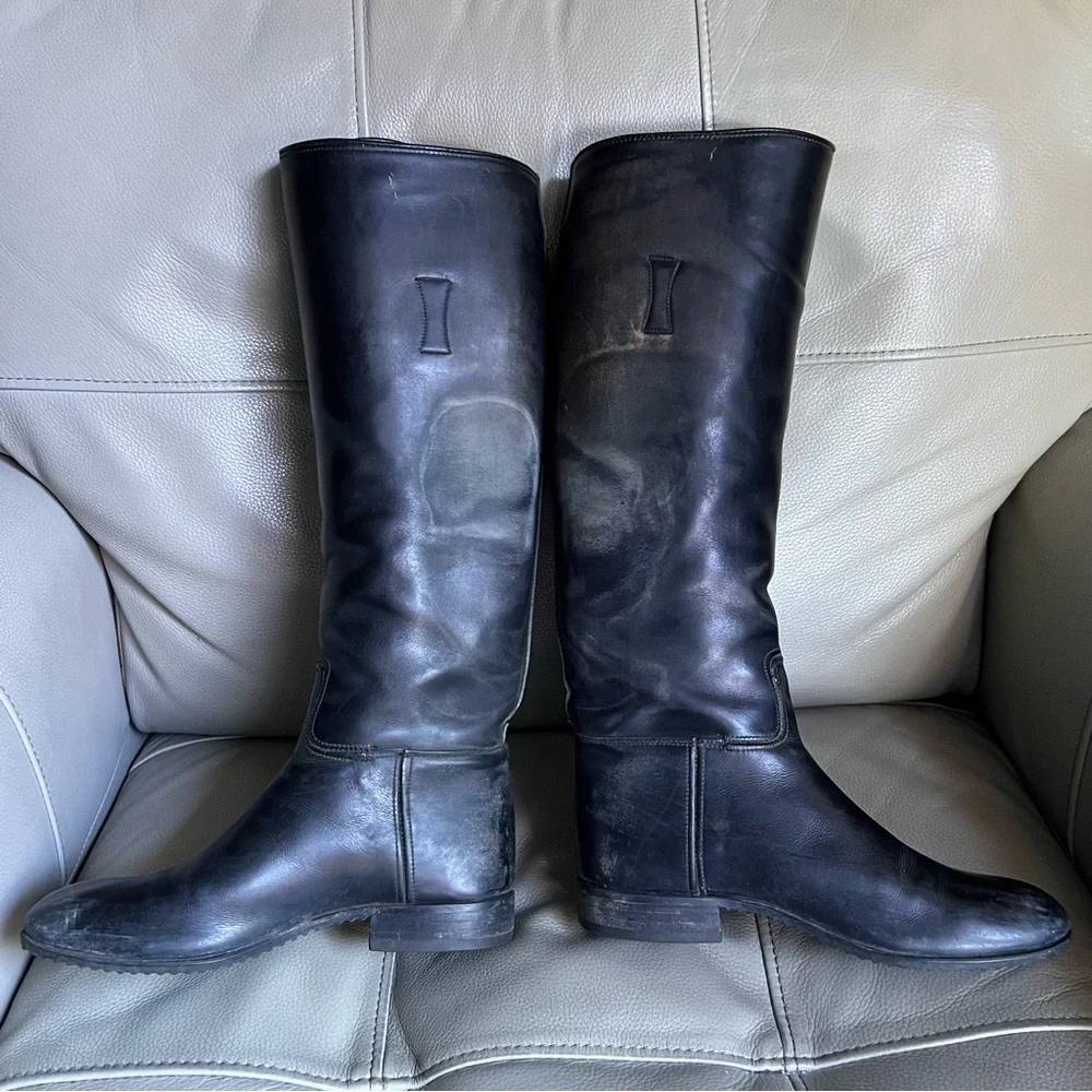 Vtg E Vogel Bespoke Equestrian Custom Made Leather Riding Boots Sz 6 - 6.5 Black